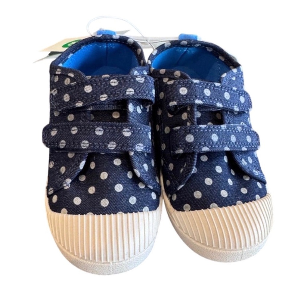 Cat & Jack Toddler Navy Blue Polka Dot‎ Hook and Loop Sneakers Size 10 Kids